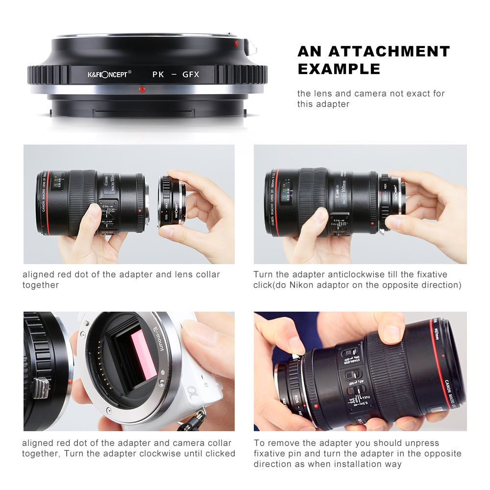 K&F CONCEPT Pentax K  Lens to Fuji GFX Medium Format mount adapter