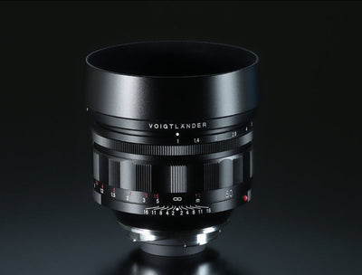 Voigtlander Nokton 50mm f/1.0 Aspherical with lens hood fitted