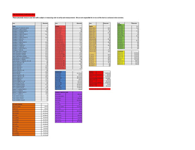 SIMMOD follow focus gear size chart, lens barrel diameters by lens model