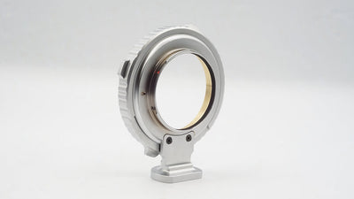 SIMMOD PL to EF adapter, angled view of the PL mount with support foot
