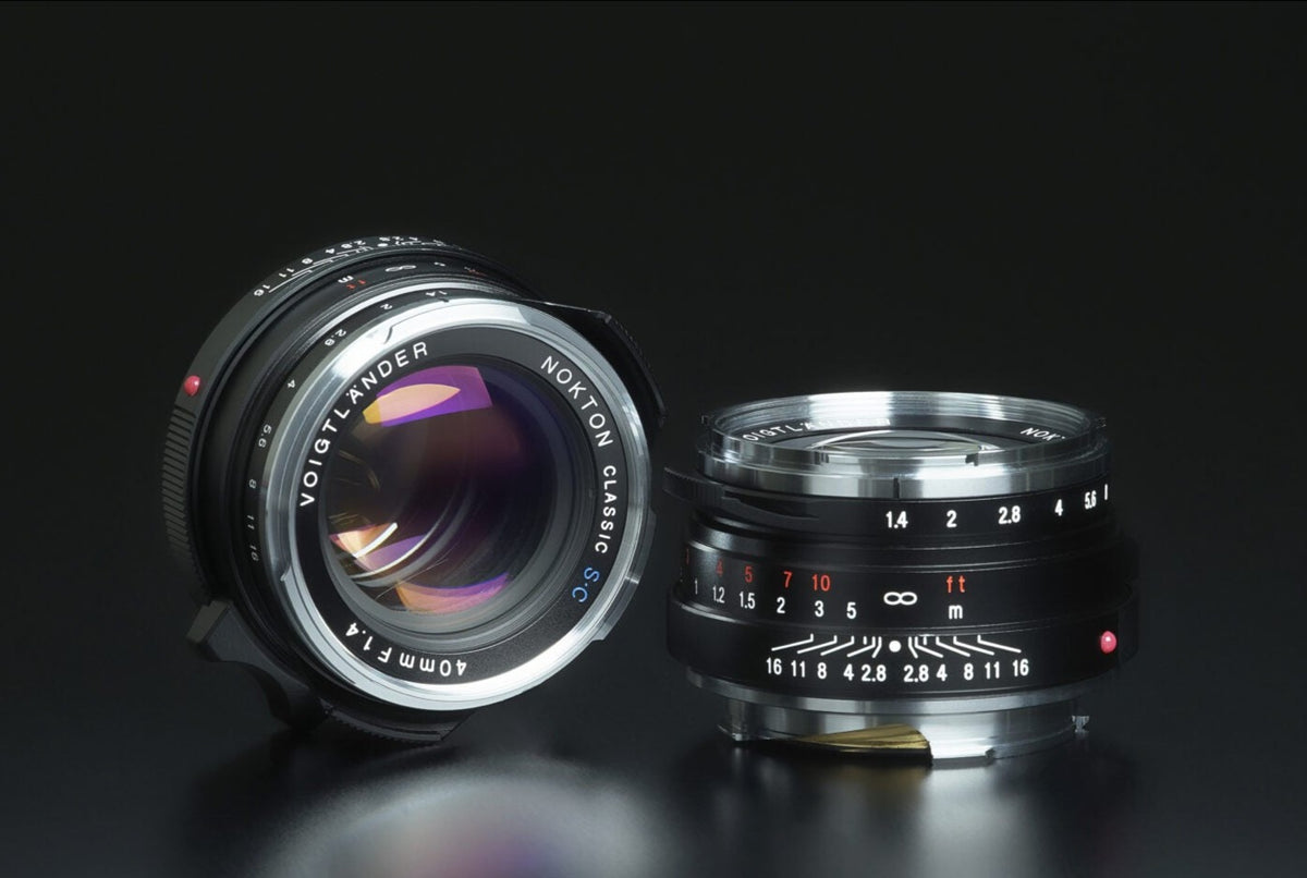 Voigtlander Nokton Classic 40mm f/1.4 lenses, front element and side view