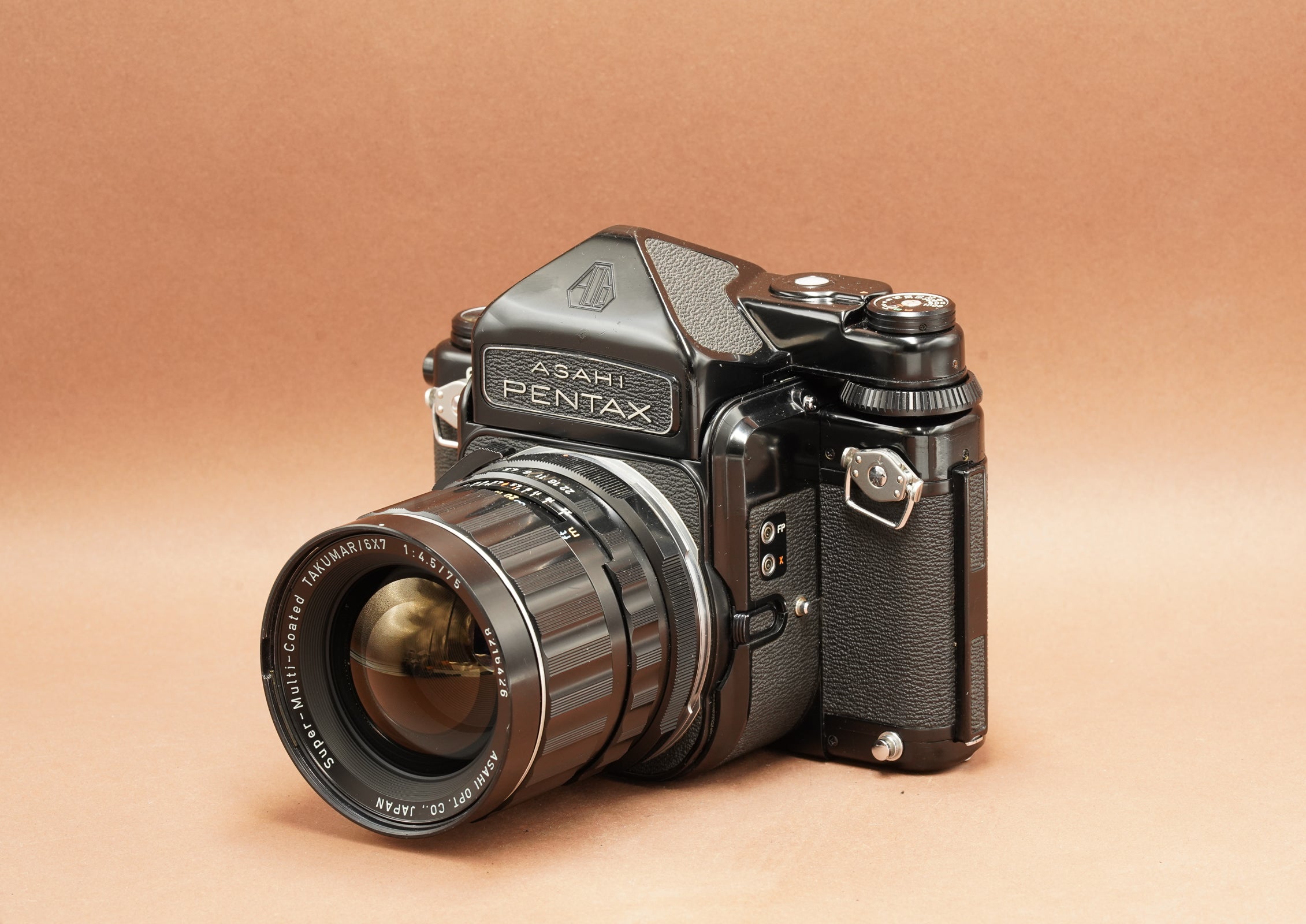 Pentax 6x7, 75mm f4.5 lens & metered viewfinder