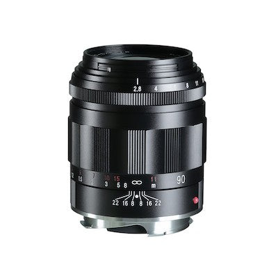 Voigtlander APO-Skopar 90mm f/2.8 VM lens for Leica M, black, front view